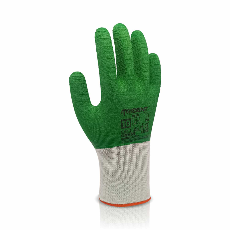 Рукавички 13 клас поліестерові покриття вспінений рифлений латекс TRIDENT "GRASS" арт. L2000 Рукавички 13 клас поліестерові покриття вспінений рифлений латекс TRIDENT "GRASS" арт. L2000
