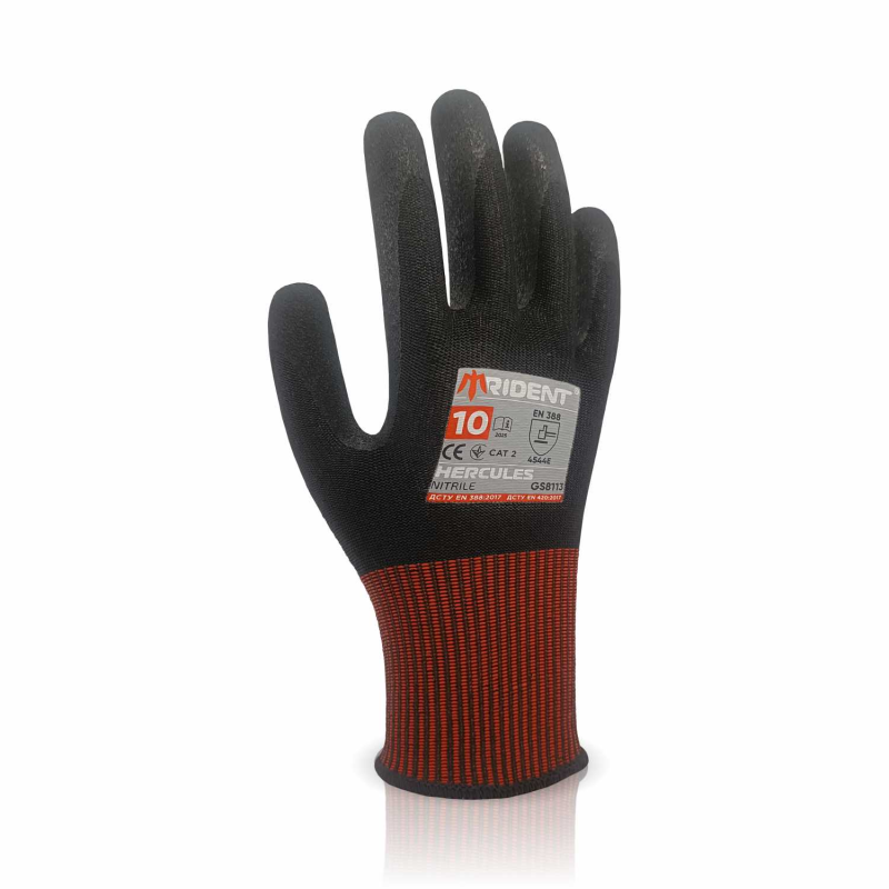 Рукавички 13 клас HPPE з сталевою ниткою покриті 1/2 вспінений нітрил проти порізів 5 рівень TRIDENT "HERCULES" арт. GS8113