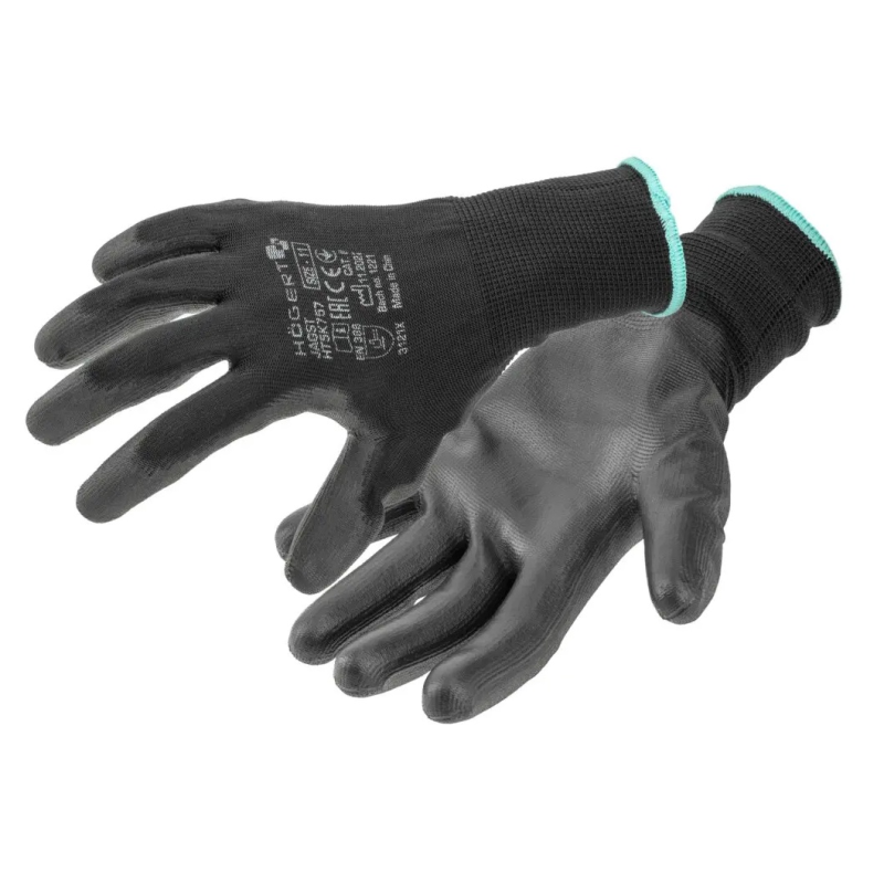 Рукавички захисні EAST black з поліуретановим покриттям HOEGERT HT5K756-W