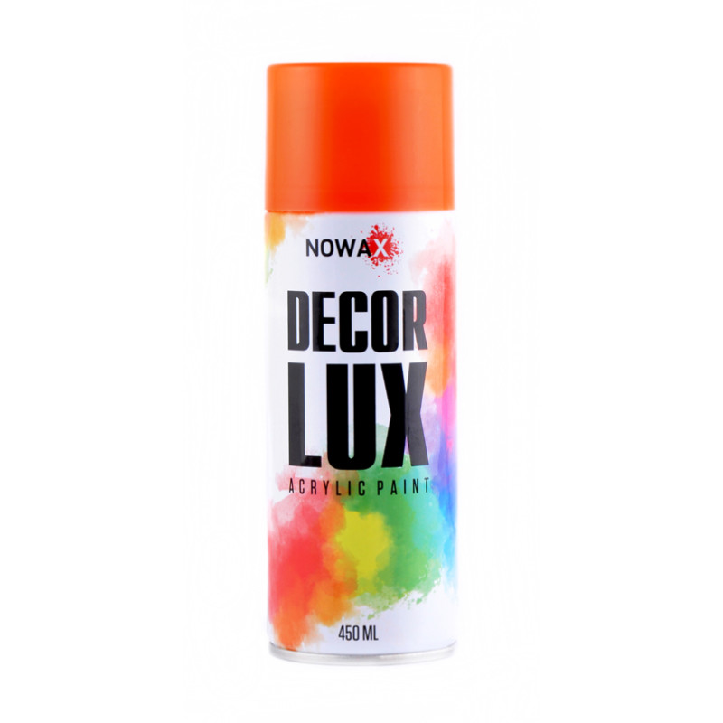 Фарба ФЛУОРЕСЦЕНТНА Spray NOWAX DecorLux, 450 мл, ПОМАРАНЧЕВИЙ, (ORANGE) NX48047