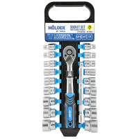 Професійний набір головок торцевих з тріскачкою та подовжувачем Molder МТ68820 3/8 72T, CR-V, 6-24мм 20шт.