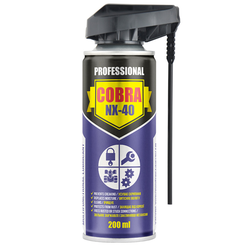 Спрей багатофункціональний MULTIFUNCTIONAL LUBRICANT PROFESSIONAL COBRA NX-40 200ml (NX20600)