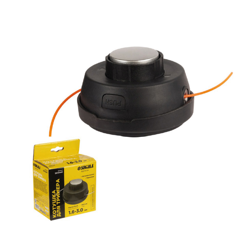 Котушка для тримера напівавтоматична M10x1.25 ø1.6-3.0мм металева кнопка, підшипник (SIGMA) (5613441)