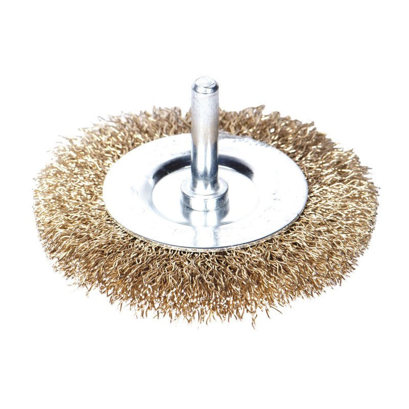 Щітка дротяна дископодібна ø100мм хвостовик ø6мм SIGMA (латуньована) (9013101) Щітка дротяна дископодібна ø100мм хвостовик ø6мм SIGMA (латуньована) (9013101)