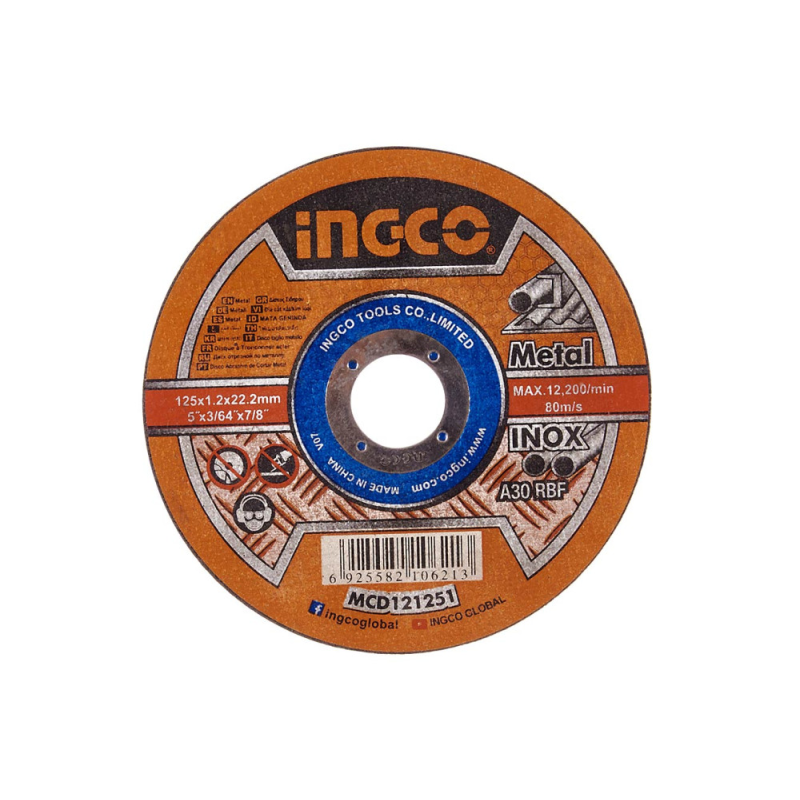 Абразивний відрізний диск по металу 125x1,2x22,2 мм INGCO MCD121251
