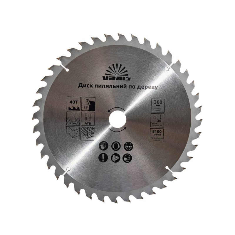 Диск пильний Vitals по дереву 300х30/25,4 АТВ 40 168144