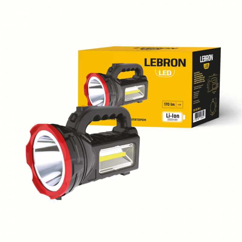 LED ліхтар прожекторний переносний акумуляторний LEBRON L-HL-79, ABS, 2W/4W+3W COB, 3000mAh /15-15-79-1/