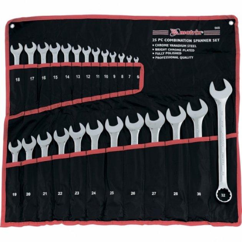 Набір ключів комбінованих, CrV, матовий хром //MTX 25, 6-32, Полірований хром Набір ключів комбінованих, CrV, матовий хром //MTX 25, 6-32, Полірований хром