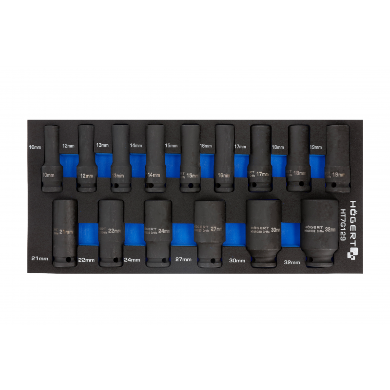 Набір ударних торцевих головок 15 шт. у ложементі EVA HT7G129