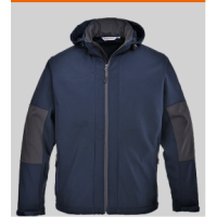 Куртка з софтшелла з капюшоном (3 шари) ТЕМНО-СИНЯ (TK53)
