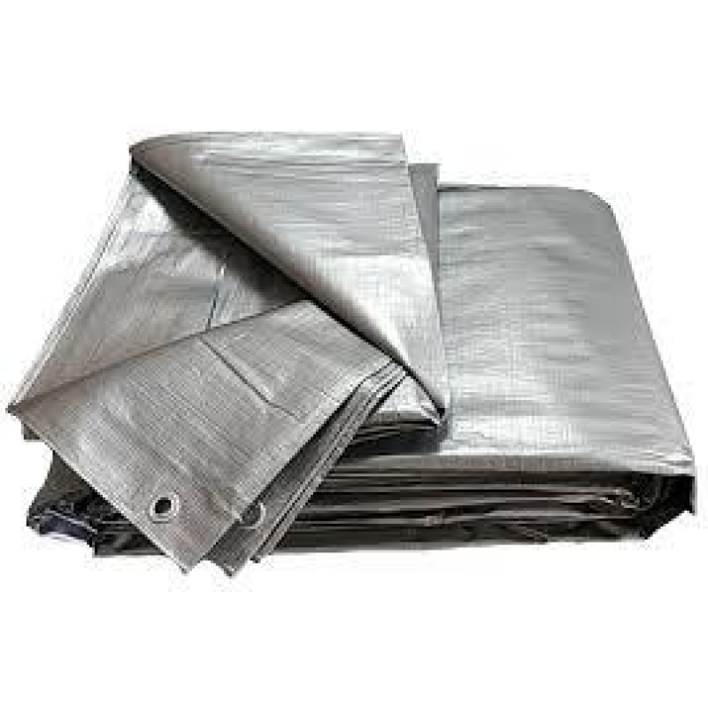 Тент (поліетиленовий) тарпауліновий 3*5, сріблястий з люверсами 5, 6